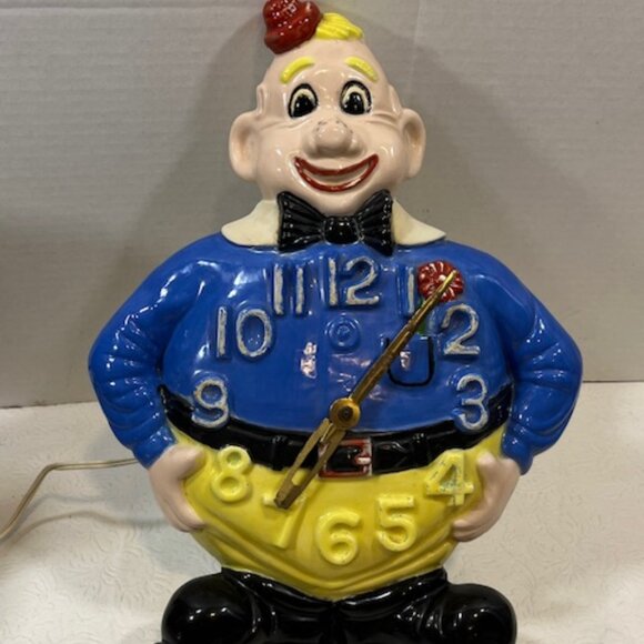 VTG Hand Painted Ceramic Wall Clown Working Clock Decor 13"x9.5" - Picture 6 of 16